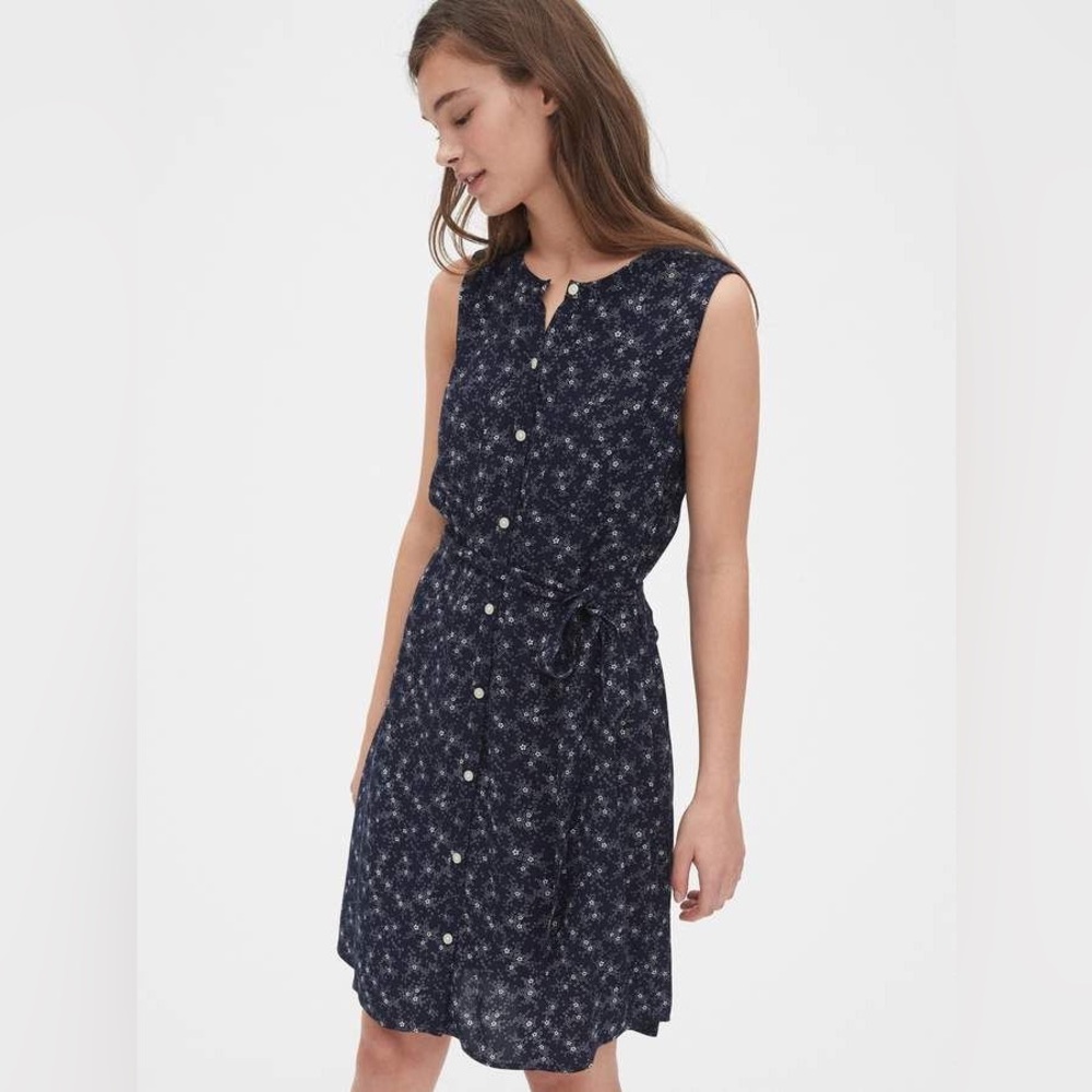 Gap Sleeveless Print Dress Navy Floral Size Small - Picture 15 of 15